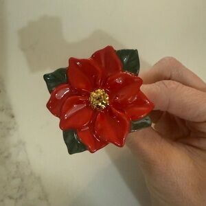 Nora Fleming Retired Mini Poinsettia A170 Christmas Excellent